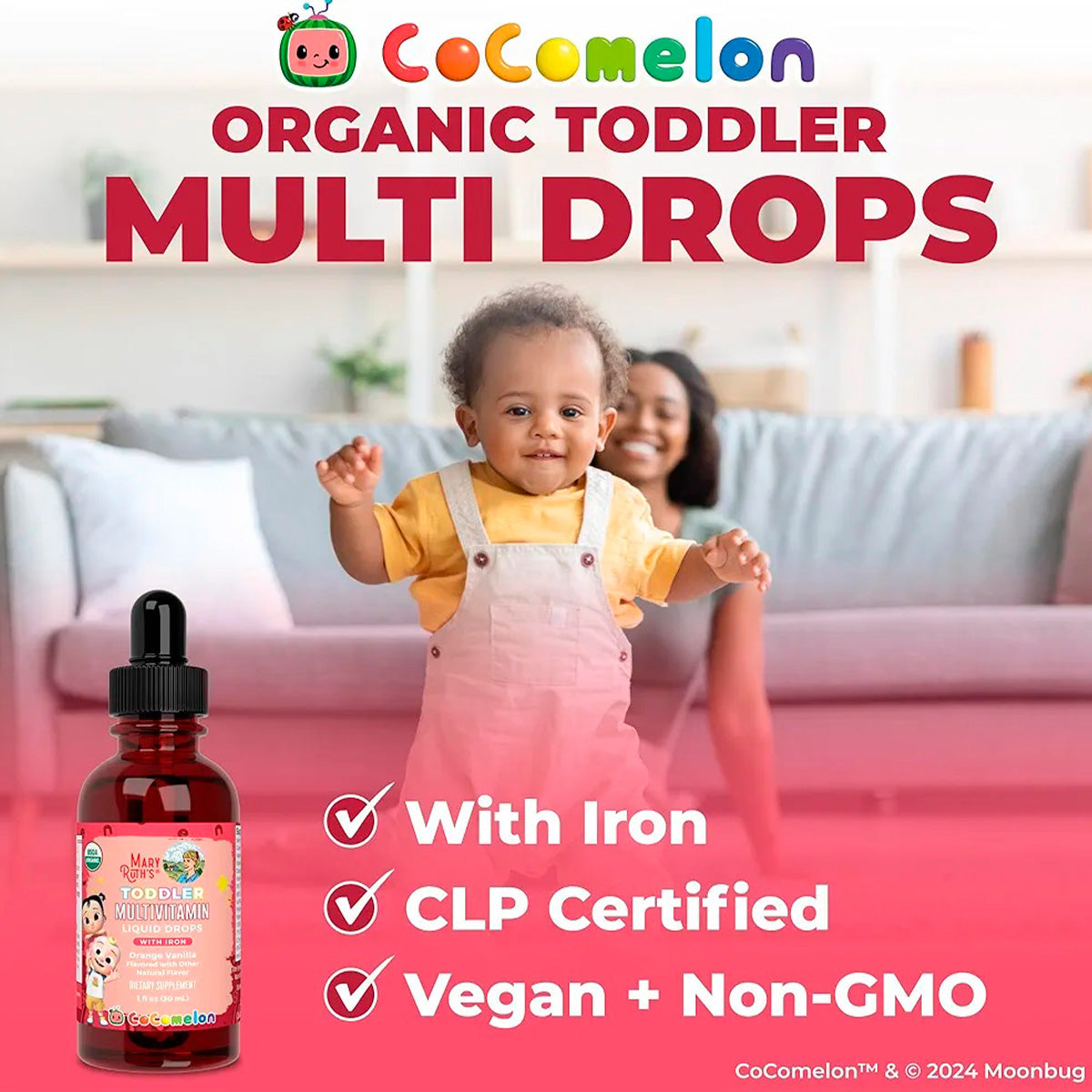 Multivitamínico CoComelon para Niños de 1 a 3 Años con Hierro - Mary Ruth's