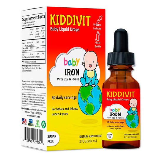 Baby Iron - Gotas líquidas con vitamina B12 y folato, 2.0 fl oz, Kiddivit