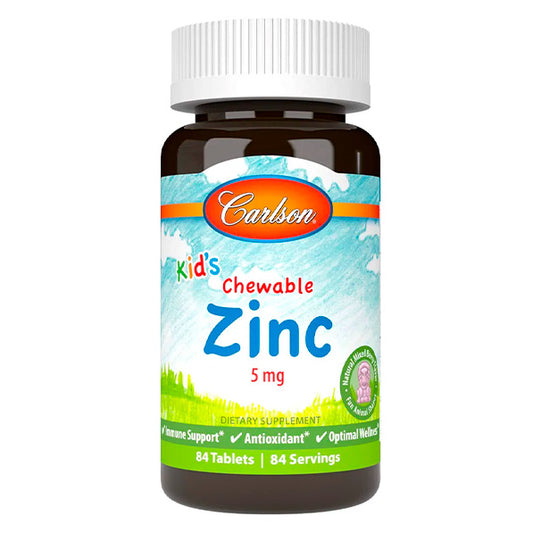 Zinc masticable para niños, 5 mg, Carlson, 84 tabletas masticables