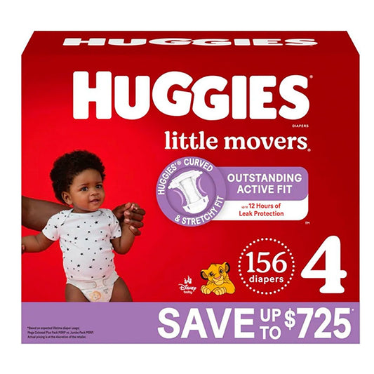 Pañales Huggies, Little Movers para bebés, 156 pañales, talla 4